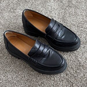 Sezane Albane Black Leather Loafers